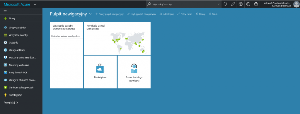 Panel zarządzający Azure Portal