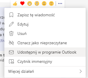 udostępnianie treści w programie Outlook