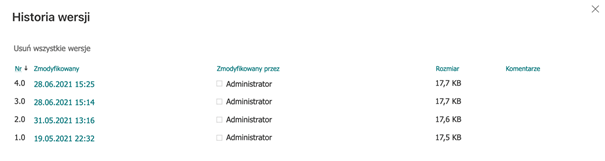 Wersjonowanie plików w Sharepoint Online