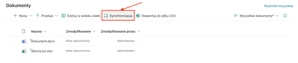 Synchronizacja plików przez OneDrive SharePoint