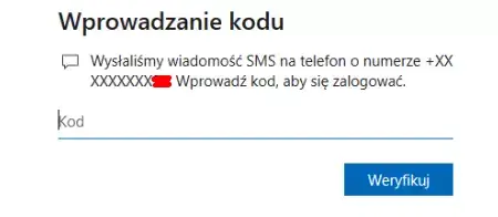 microsoft login wprowadzanie kodu
